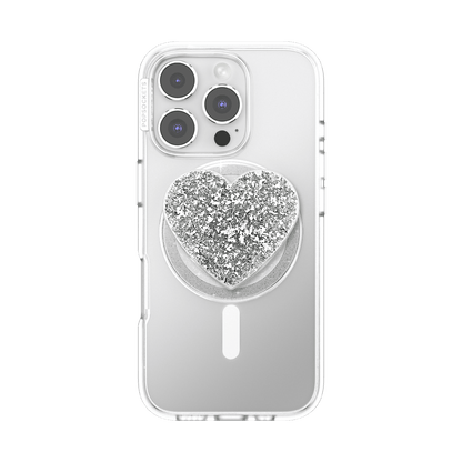 Confetti Heart Silver Sizzle — MagSafe PopGrip - US 94919