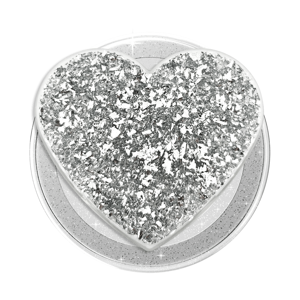 Confetti Heart Silver Sizzle — MagSafe PopGrip - US 94298
