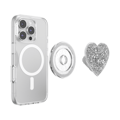 Confetti Heart Silver Sizzle — MagSafe PopGrip - US 37153