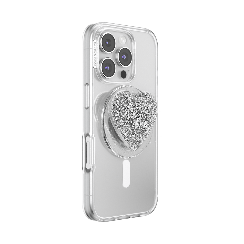 Confetti Heart Silver Sizzle — MagSafe PopGrip - US 37153